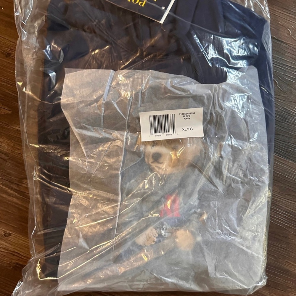 Polo Ralph Lauren Men’s XL Jean suit Bear Hoodie Navy Blue New In Stores